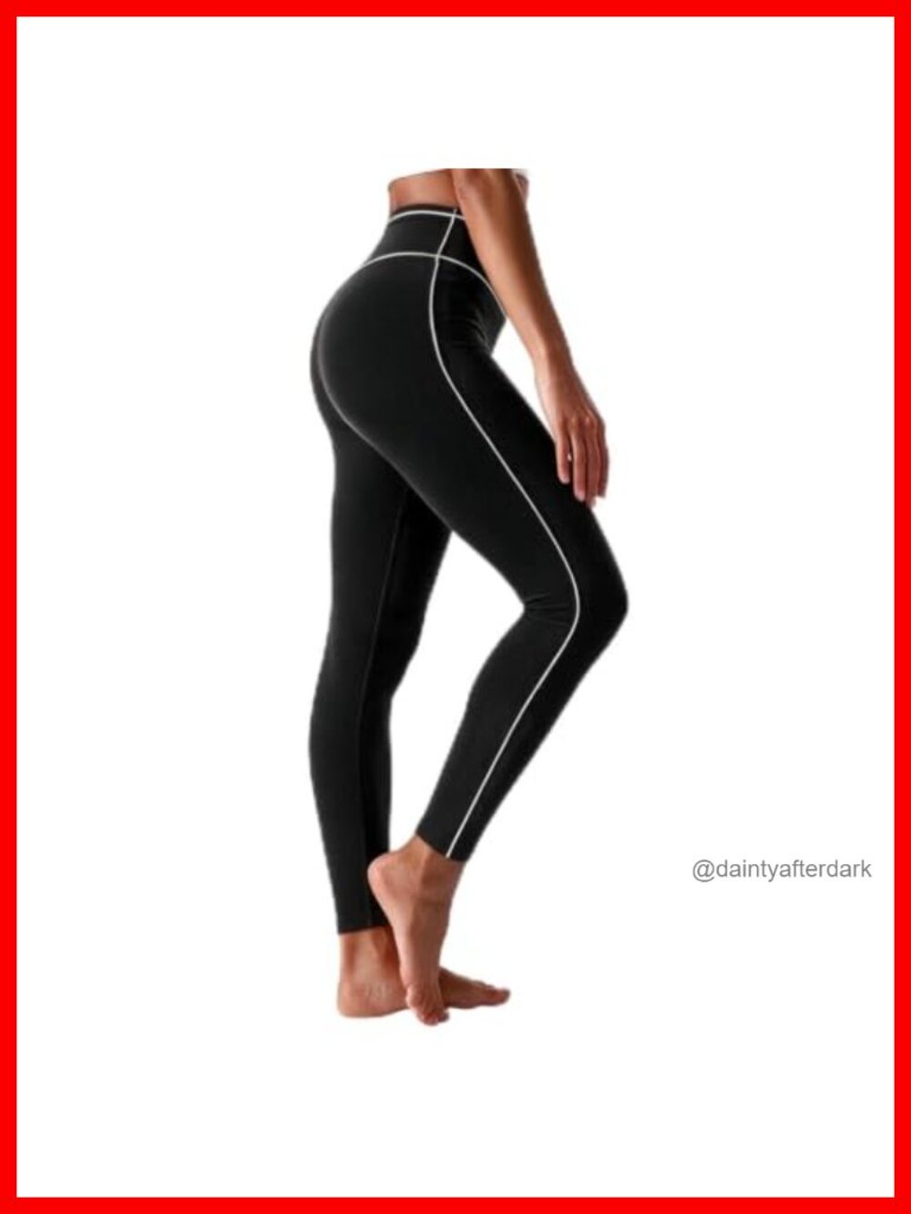 High Waist Yoga Leggings with Contrast Piping, No Front Seam, Tummy Control
